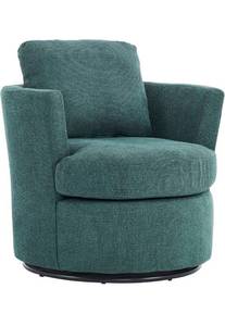 lot 8496 image: Swivel Barrel Chair,Linen Round Swivel Accent Chairs for Living Room,Comfy Modern 360 Degree Swivel Club Chair,Sherpa Armchair Lounge Chair for Bedroom,Hotel,Nursery,Emerald Green RETAILS $200