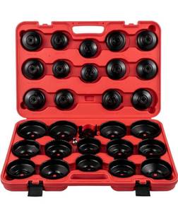 lot 8504 image: VEVOR Oil Filter Socket Set, 30 Pcs, Steel, Black, 3-Jam Wrench