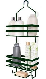lot 8509 image: Gorilla Grip Anti-Swing Oversized Shower Caddy, Rust Resistant Organizer, Holds 11 lbs, Strong Suction Cups, Hooks, Easy Hanging Bathtub Shampoo and Accessories Caddies for Showerhead, 3 Shelf, Green