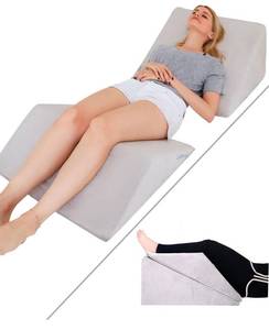 lot 8514 image: Foam Bed Wedge Pillow Set - Reading Pillow & Back Support Wedge Pillow for Sleeping - 2 Separated Sit Up Pillows for Bed - Angled Bed Pillow, Triangle Pillow for Back and Legs Support Blue