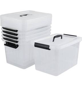 lot 8515 image: 6-Pack 10x15x9 Plastic Storage Boxes, Clear Plastic Storage Bins with Lids
