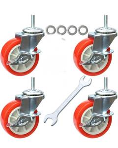 lot 8538 image: Caster Wheels, Heavy Duty Casters Threaded Stem Casters No Noise Swivel Casters Locking Castor Wheels for Funiture, Workbench, Carts (3 Inch,