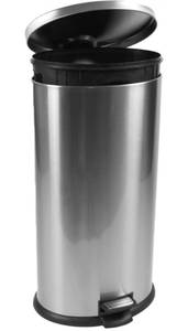 lot 8542 image: Trash Can Garbage Can Oval Kitchen Stainless Steel Step Trash Can 7.9 Gallon, see description