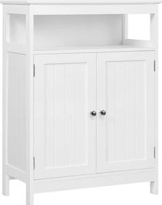 lot 8545 image: Yaheetech Bathroom Floor Storage Cabinet with 2 Doors & Adjustable Shelf, White