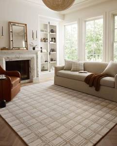 lot 8546 image: Loloi Chris Loves Julia Polly Collection POL-12 CreamSand 5-0 x 7-6 Area Rug, Retails-$350
