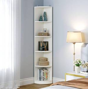 lot 8552 image: YITAHOME 5-Tier Corner Shelf, 70.8 Tall Modern Free Standing Corner Bookshelf