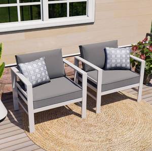 lot 8559 image: Set of 2 Aluminum Outdoor Patio Armchair, Aluminum Metal Patio Conversation Seating Furniture, Retails-$200
