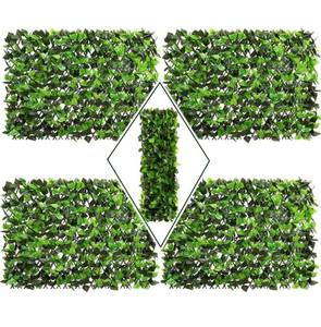 lot 8567 image: 4 Pack DOEWORKS Expandable Fence Privacy Screen for Balcony Patio, Faux Ivy Fencing, Retails-$140