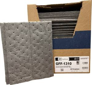 lot 8568 image: 100pc Box lSpilfyter Extra Heavy Absorbent,12 Gal Capacity, Polypropylene, Gray Pad (13 x 10) Retails-$60