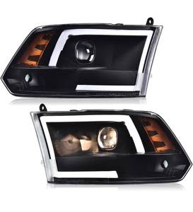 lot 8572 image: GRAND ORANGE LED DRL Headlights, Compatible with 2009-2018 Dodge Ram, Retails-$170