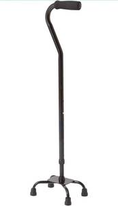 lot 8598 image: Medline Aluminum Quad Cane with Small Base for Balance, Knee Injuries, Leg Surgery Recovery & Mobility, Portable, Lightweight Walking Aid for Seniors & Adults