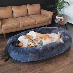 lot 10010 image: Retails $300 Plufl, The Original Human Dog Bed for Adults, Kids, and Pets. As Seen on Shark Tank. Comfy Plush Large Bean Bag with Memory Foam, Machine Washable, and Durable. Perfect nap and Floor Bed - Black