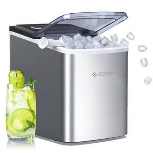 lot 420070 image: $$ ecozy Portable Ice Maker Countertop, 9 Cubes Ready in 6 Mins, 26.5 lbs in 24 Hours, Self-Cleaning Ice Maker Machine with Ice BagsIce ScoopIce Basket for Home Kitchen Office Bar Party, Silver