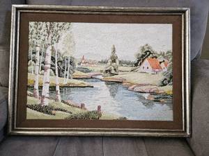 lot 4366 image: Framed Upholstered Artwork