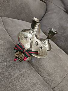 lot 4389 image: Silver Candlestick Holder & Potpourri basket