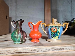 lot 4299 image: Set of 3 Antique Ceramic Mini Pitchers