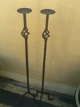 Two very nice heavy duty 4 foot tall Iron candleholders