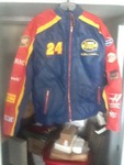 Leather NASCAR jacket as picture