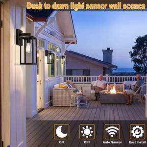 lot 66655 image: Dusk to Dawn Outdoor Wall Lantern 2 Pack
