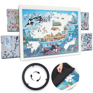 lot 66668 image: 1500 Pieces Rotating Plastic Puzzle Board with Drawers and Cover