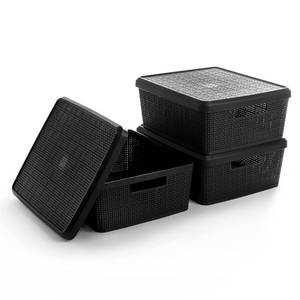 lot 66678 image: &nbspPlastic Storage Baskets with Lids, Medium - 3 Pack