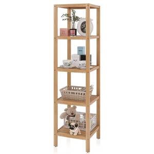 lot 66757 image: &nbspBathroom Storage Shelf, 5-Tier Bamboo Rack Organizer,