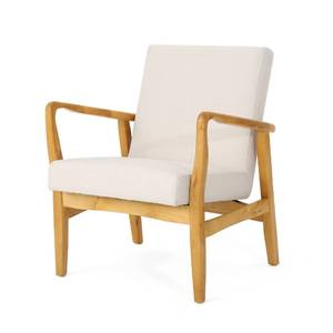 lot 66776 image: &nbspChristopher Knight Home Isaac Mid Century Modern Fabric Arm Chair, Ivory, Walnut 28.5D x 26.3W x 31.75H in