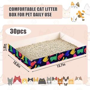 lot 66782 image: 19 Pack Disposable Cat Litter Box, Foldable Paper Litter Box