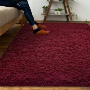 lot 66786 image: &nbsp5x8 ft, Burgundy Red Area Rug for Living Room Bedroom Non-Slip Plush Indoor Floor Bedside Rug, 5x8 Feet Wine Red