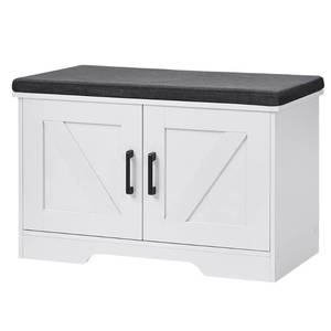 lot 66795 image: &nbsp2-Tier Storage Bench,Shoe Bench with Padded Seat Cushion, Entryway Bench with 2 Barn Doors,Adjustable&nbsp