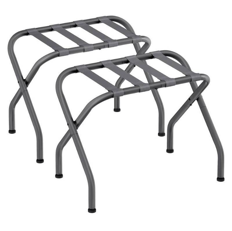 lot 23990 image: Luggage Rack for Guest Room, Set of 2 Suitcase Stands, Foldable Steel Frame, for Hotel, Bedroom, Holds up to 110 lb, 27.2 x 15 x 20.5 Inches, Slate Gray URLR001G02 (Retail $39.99)