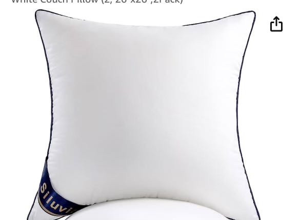 lot 31384 image: Siluvia 26x26 Pillow Insert Decorative 26 Pillow Insert Square Interior Sofa Pillow Insert Throw Pillow Insert White Couch Pillow (26 x 26) (1 Ct) (Retail $17.84)