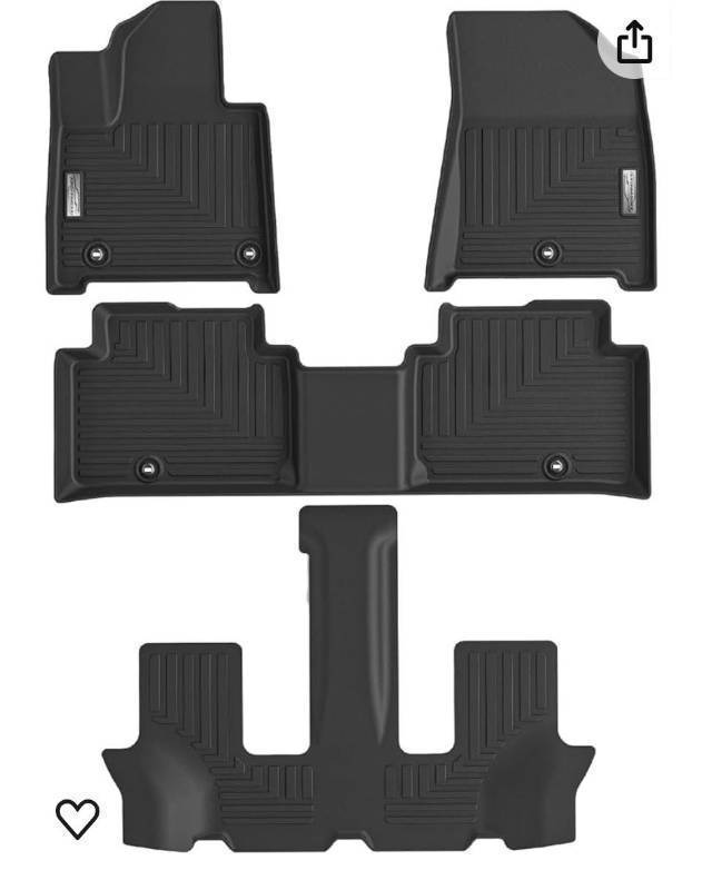 lot 31418 image: Floor Mats 1st & 2nd & 3rd Row Full Set,TPE All Weather Protection Slush Car Floor Liners Black