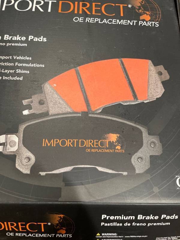 lot 33569 image: Import Direct Replacement Brake Pads Subaru Forester Legacy Outback WRX 2016-2018. 103-1808