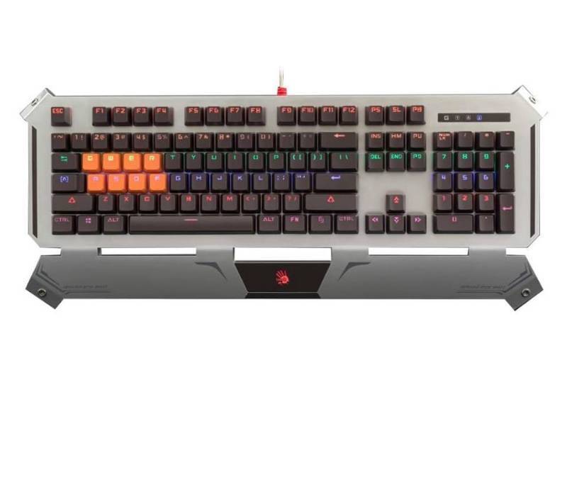 lot 33587 image: Bloody Gaming B740 Wired Optical Gaming Keyboard with Ergonomic Wrist Rest �� Quiet & Satisfying Switch Keyboard - LED Backlit Illuminated Keys �� WaterSplash Resistant - Black Switches �� LK Gen 1 (Retail $64.99)