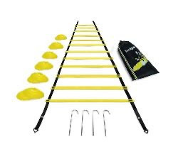 lot 33596 image: Ultimate Combo Agility Ladder Training Set �� Agility Ladder 9 Rungs, 12 Agility Cones & 4 Steel Stakes - Carry Bag