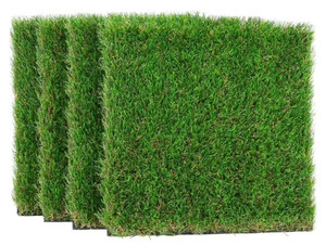 lot 38010 image: Easter Thick Artificial Grass Squares Mat, 12x12 Green Synthetic Placemats Turf Grass Rug Fake Grass for Dogs, Patio, Indoor Outdoor Decor, 4 Packs (Retail $14.99)