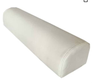 lot 38012 image: Semi Roll Pillow, Semi Round Pillow Cushion Massage Half Circle Bolster Neck Pillow for Legs, Feet, Knees, Side, Back & Lumbar Rest (White, 60x7x6) (Retail Approx $39.99)