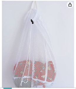 lot 38016 image: Commercial Mesh Laundry Bag with Drawstring for Dormitory, Travelling, College,Apartment, Camping, RV, Machine Washable, Over Door Hanging Mesh Bag, 30x25 inches