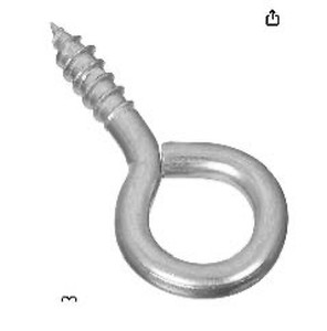 lot 37042 image: National Hardware N324-665 BB2014 Screw Eye in Zinc plated, 10 pack (Set of 3 Total 30 pcs). (Retail $21.99)