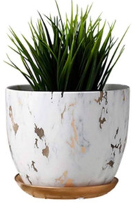 lot 40010 image: Marble Plant Pot, 5.5 inch Modern Nordic Style Ceramic Marble Look Scrub Pots for Plants-Plant Pots Indoor with Drainage Hole and Ceramic Tray for SucculentsPlantsFlowers (Retail $18.99)