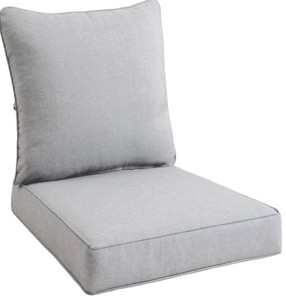 lot 40011 image: Sundale Outdoor Olefin Water-Resistant Cushion and Back Pillow, Patio Durable Chair Pad with Adjustable Straps, Perfect for Courtyard, Patio, Garden, Living Room (Light Gray, 23 W x 26 D x 4 T) (Retail $69.99)