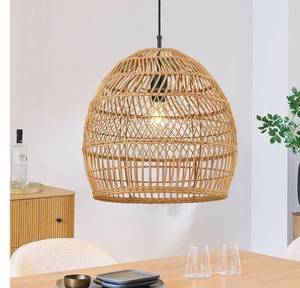 lot 40012 image: ELYONA Modern Boho Rattan Chandelier, 13 inch Large Rustic Wicker Pendant Light Fixtures, Basket Adjustable Hand Woven Hanging Ceiling Lamp for Coastal Kitchen Island Dining Room Living Room Bedroom Foyer ( Retail $129.99)