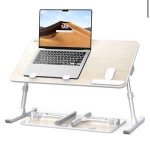 lot 40014 image: Laptop Desk for Bed, SAIJI Lap Desks Bed Trays for Eating Writing, Adjustable Computer Laptop Stand, Foldable Lap Table in Sofa and Couch��23.6 x 13Teak