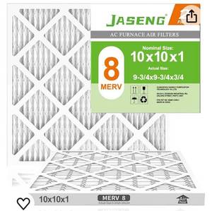 lot 40025 image: 10x10x1 Furnace Air Filters 2 Pack, MERV 8 MPR 600 & FPR 5 Filtering, HVAC Air Filter Replacement (exact dimensions 9 34x9 34x34)