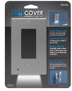 lot 40053 image: Westek LumiCOVER Night Light Wall Plate Satin Nickel Universal Fit (Set of 2) (Retail $20.99)