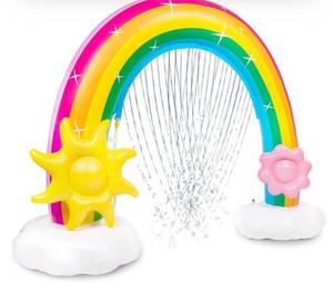lot 40061 image: Inflatable Rainbow Water Sprinkler, Sprinkler with Detachable Flower and Sun Arch Water Toys for Kids Outdoor Indoor Giant Sprinkler Have Fun Backyard Fountain Summer Outside Yard Lawn Park