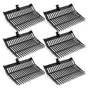 lot 46066 image: 6 Pcs Manure Fork Replacement Head, 18 Tines Pitchfork Head with Screws and Nuts, Horse Manure Rake for Picking up Manure Grass and Hay(Black) (Retail $56.99)