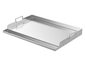 lot 46067 image: Skyflame Universal Stainless Steel Griddle Plate with Even Heating Bracing for BBQ CharcoalGas Grills, 23 x 16 Rectangular Hibachi Flat Top Griddle for IndoorOutdoor Cooking (Retail $76.49)