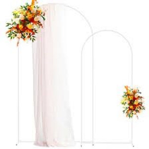 lot 2982004 image: Metal Arch Backdrop Stand White Wedding Backdrop Stand Set of 2 (7.2FT,6FT) Square Arch Frame for Birthday Party Graduation Ceremony Decoration